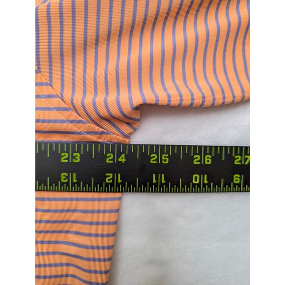 Donald Ross Mens Golf Polo Shirt - Large Orange Stripe Performance ODCC 1892 - Picture 5 of 8